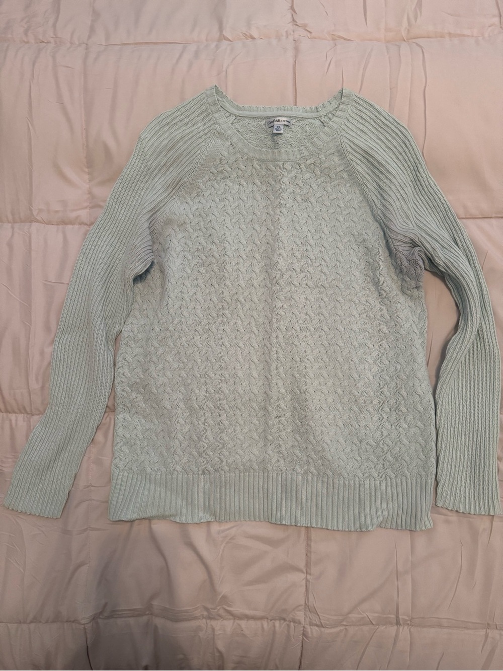 croft & barrow Mint Cable Knit Crewneck Sweater